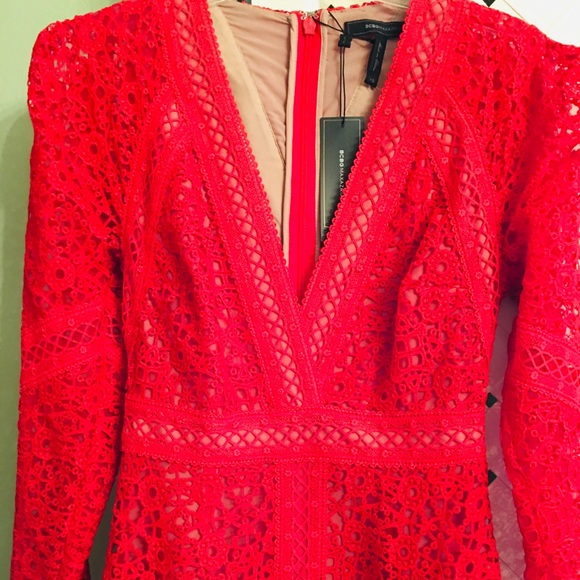 BCBG MaxAzria Red Mosaic Lace Dress - Picture 6 of 8